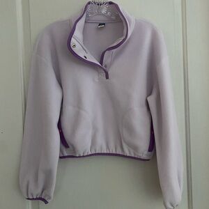 Kids Light Purple Fleece Snap-Button Sweatshirt